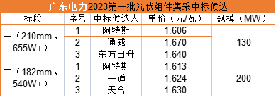 雙面655W+1.606元/瓦，阿特斯預中標廣東電力330MW組件集采