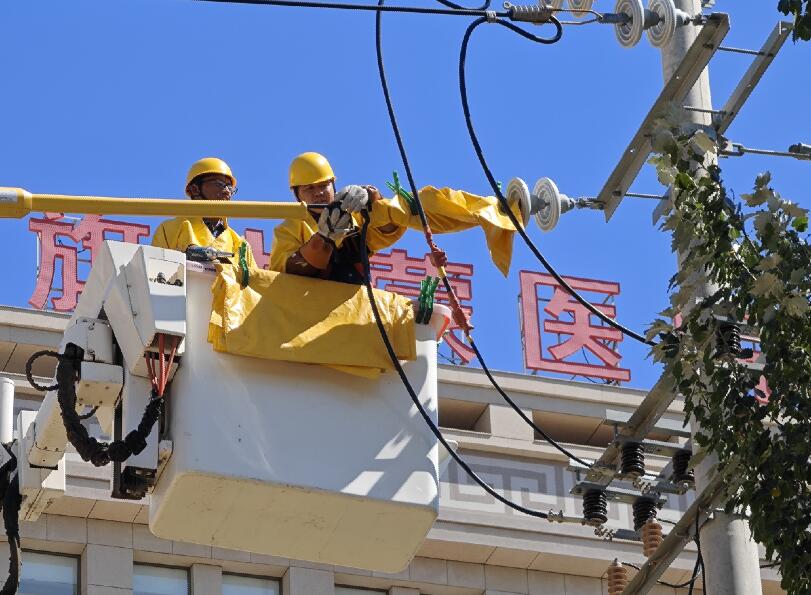 阿拉善供電公司迎夏峰帶電消缺，保醫(yī)電“汗”衛(wèi)民生